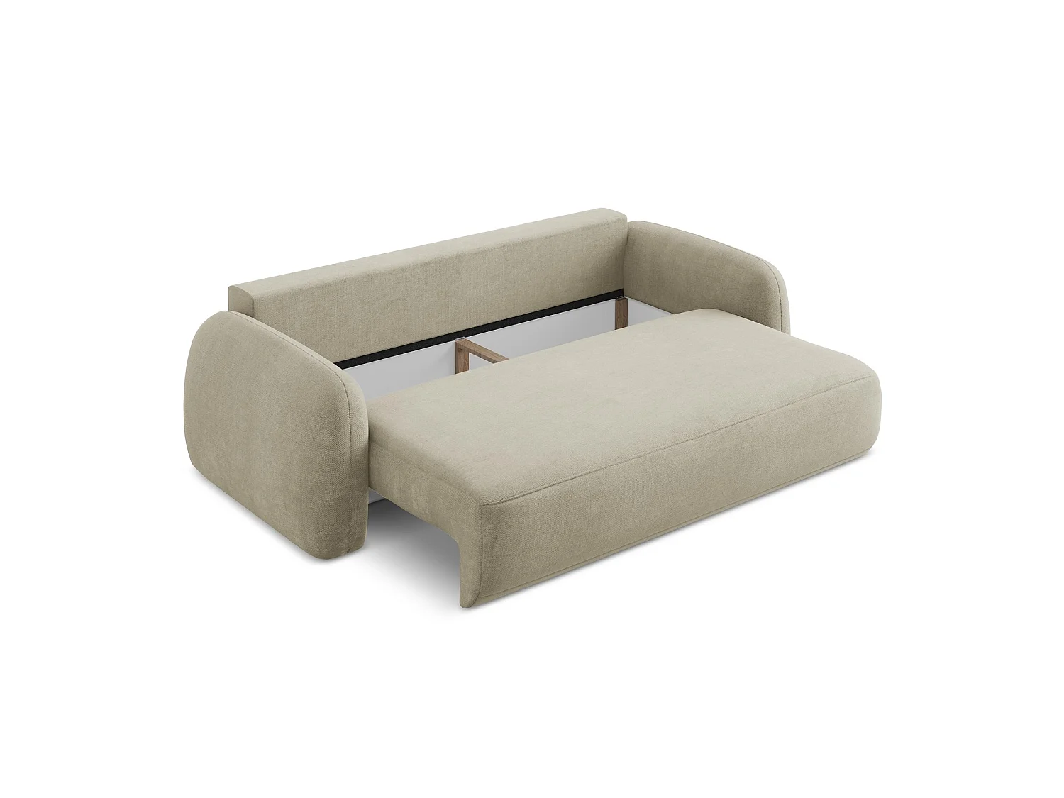 Canapé 3 places convertible en tissu chenille - beige - AMALFI