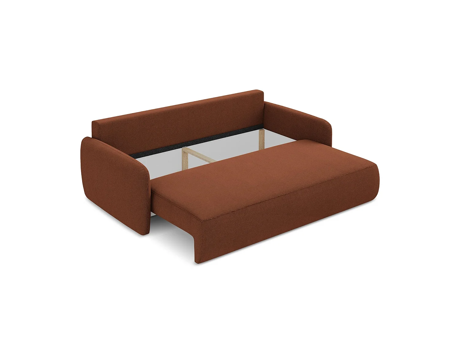 Canapé 3 places convertible en tissu texturé - terre cuite - CORLE