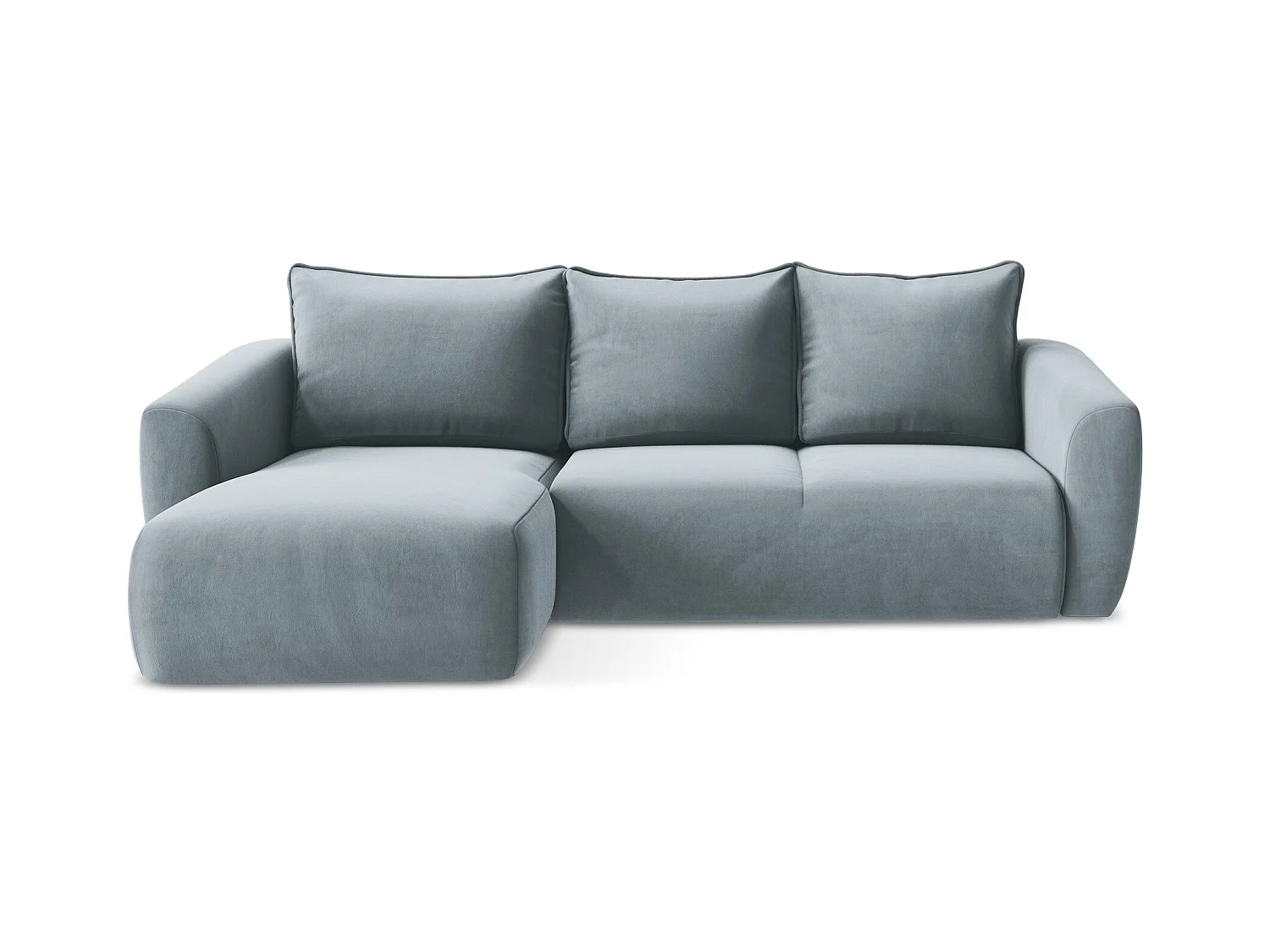 Canapé d’angle 3 places gauche convertible en velours - bleu clair - GUAVA