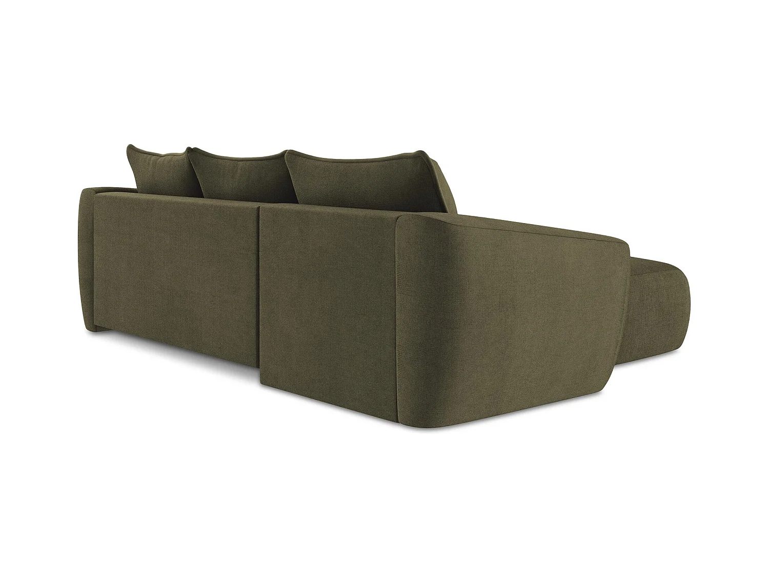3-Sitzer Ecksofa mit Schlaffunktion - Ecke Links - Strukturstoff - Olive - GUAVA