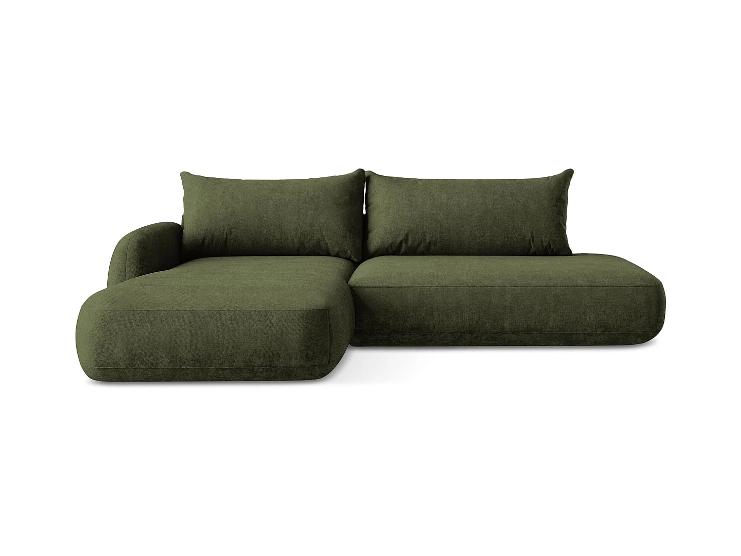 Canapé d’angle 3 places gauche convertible en tissu chenille - olive - HALE
