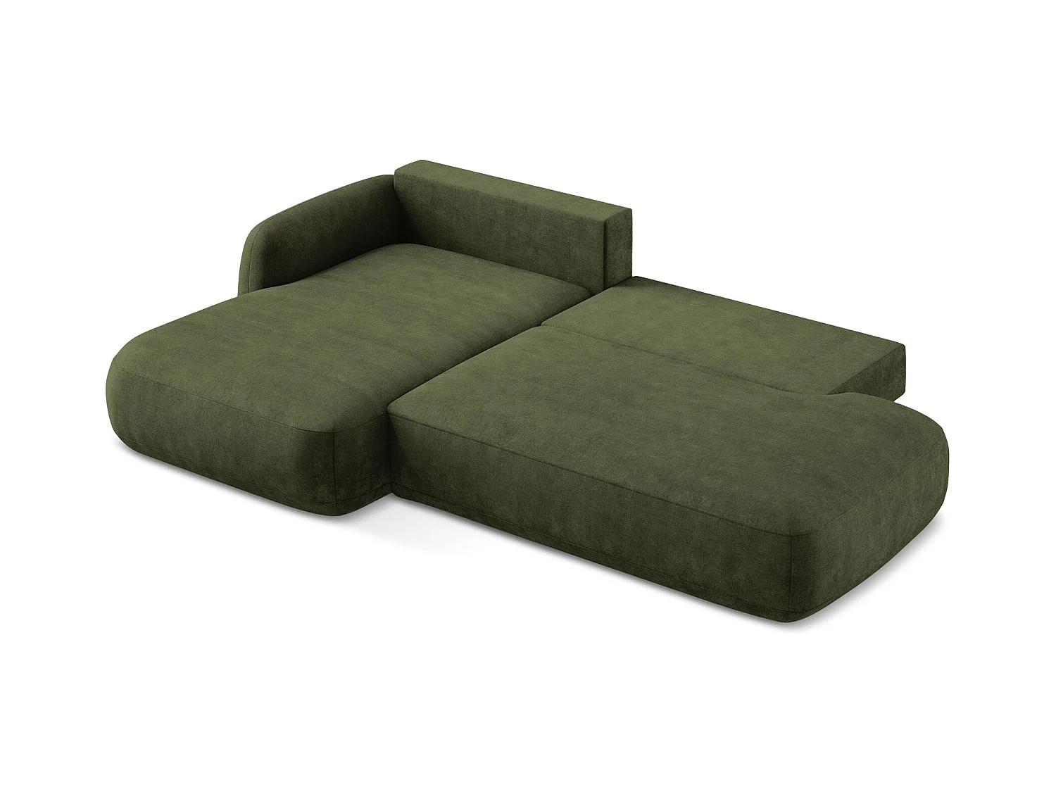 Canapé d’angle 3 places gauche convertible en tissu chenille - olive - HALE