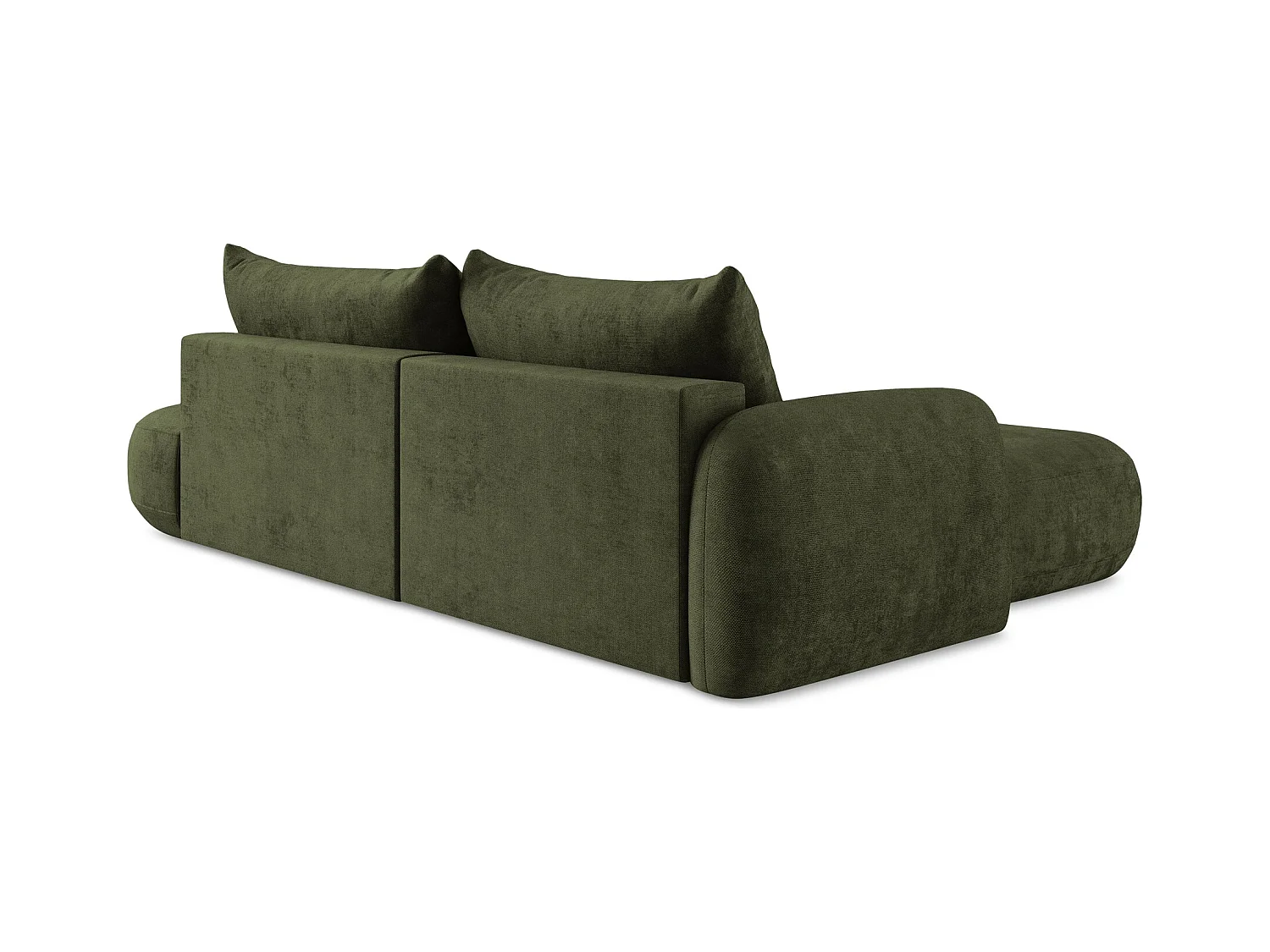 Canapé d’angle 3 places gauche convertible en tissu chenille - olive - HALE
