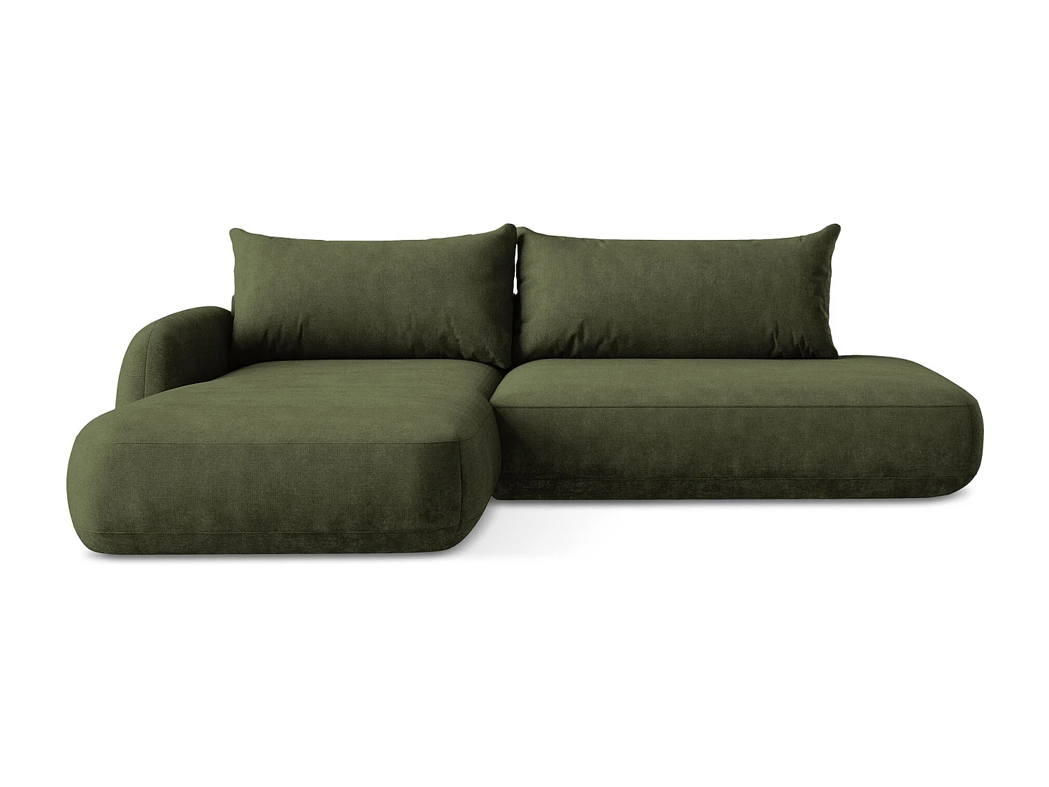 Canapé d’angle 3 places gauche convertible en tissu chenille - olive - HALE