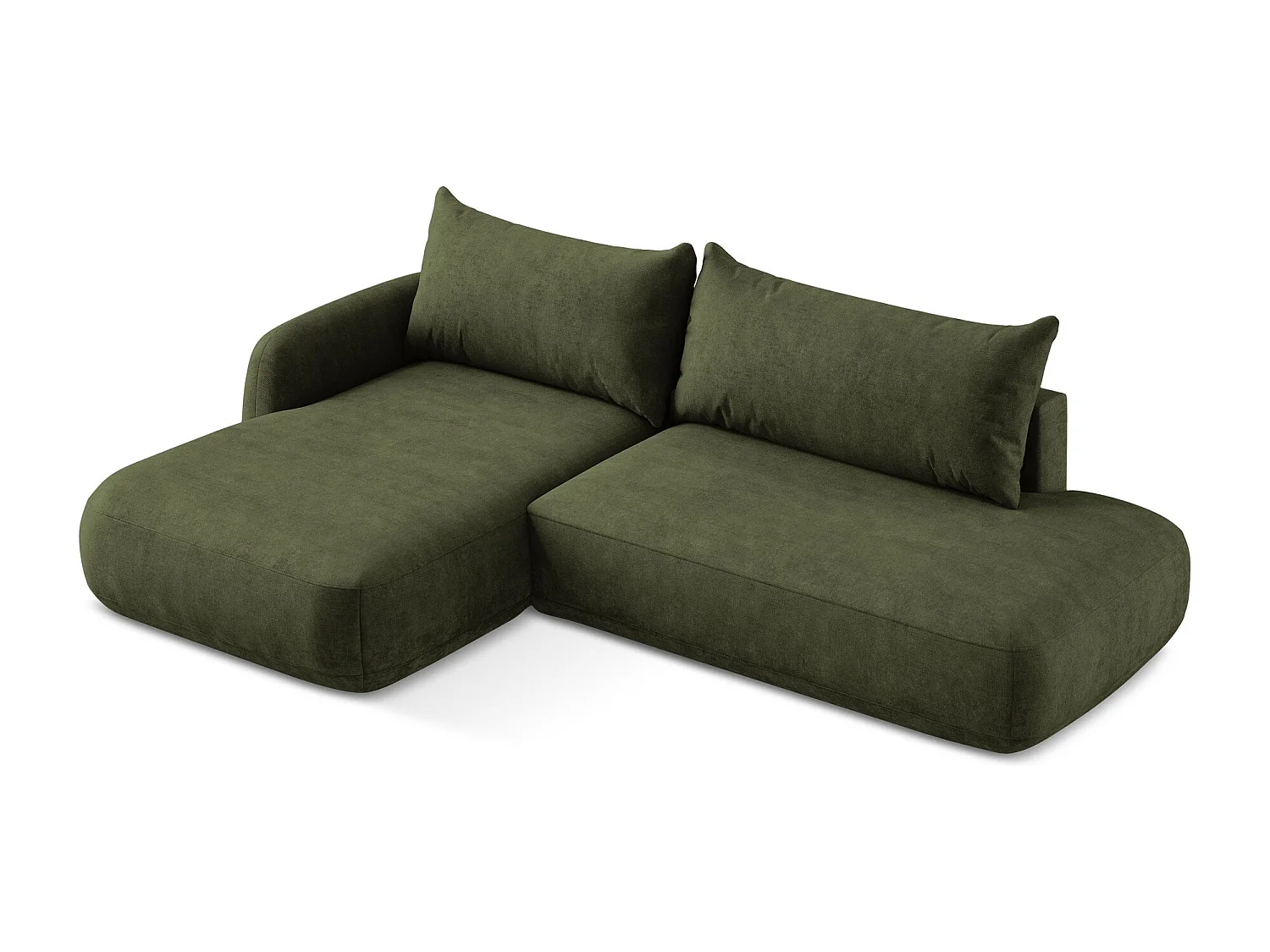 Canapé d’angle 3 places gauche convertible en tissu chenille - olive - HALE