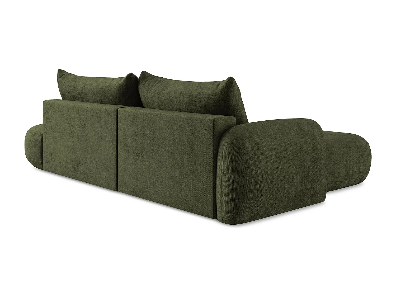 Canapé d’angle 3 places gauche convertible en tissu chenille - olive - HALE