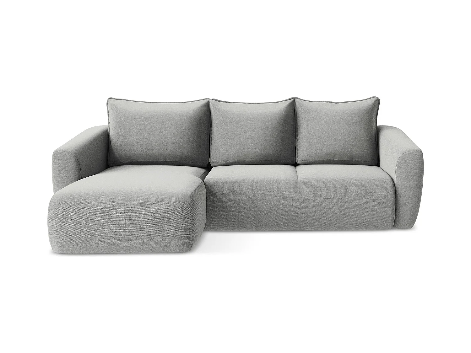 Canapé d’angle 3 places gauche convertible en tissu texturé - gris clair - GUAVA