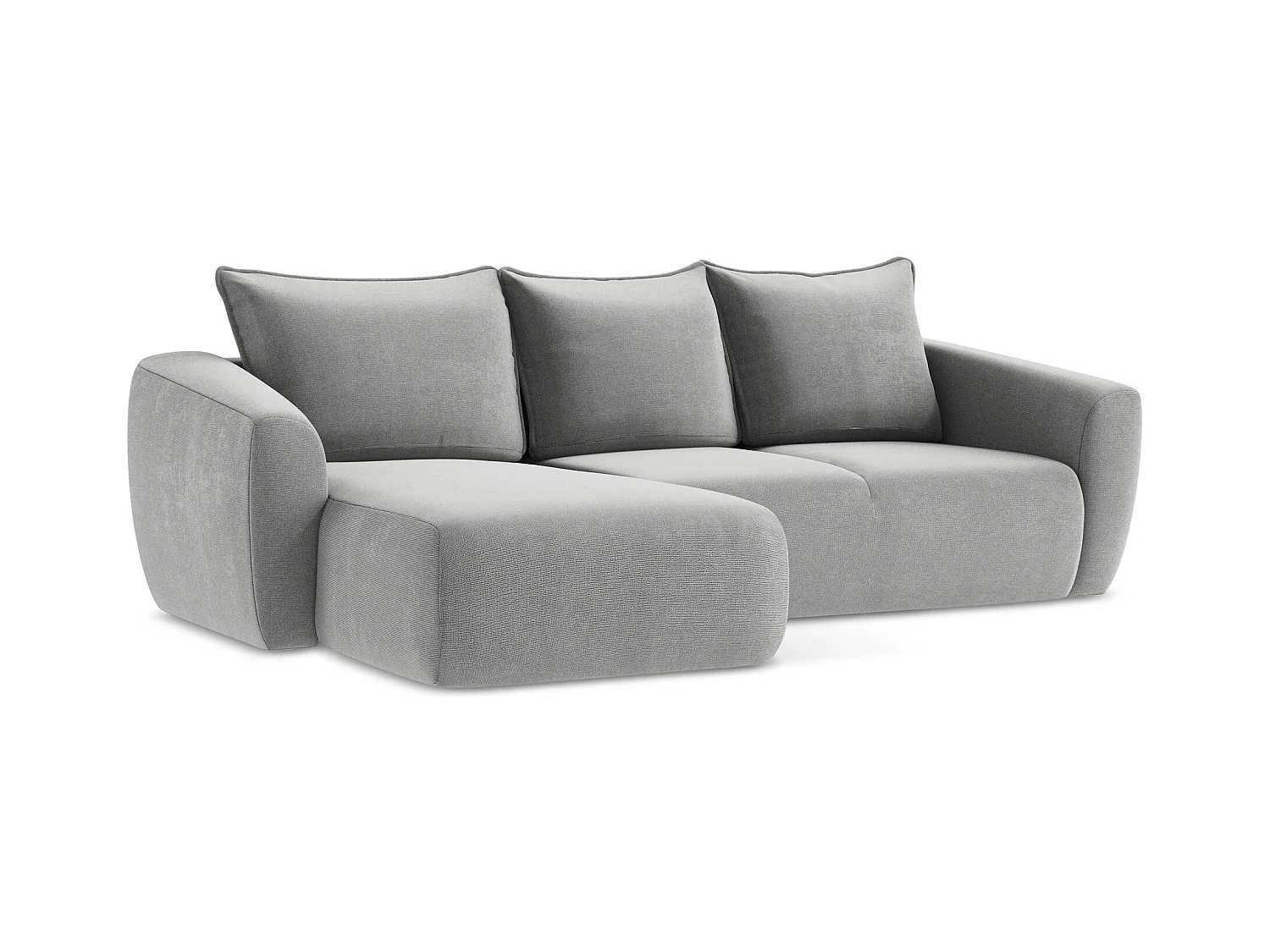 Canapé d’angle 3 places gauche convertible en tissu texturé - gris clair - GUAVA