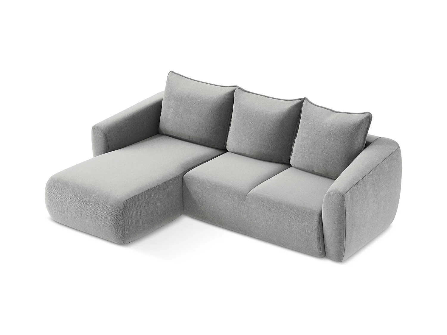 Canapé d’angle 3 places gauche convertible en tissu texturé - gris clair - GUAVA