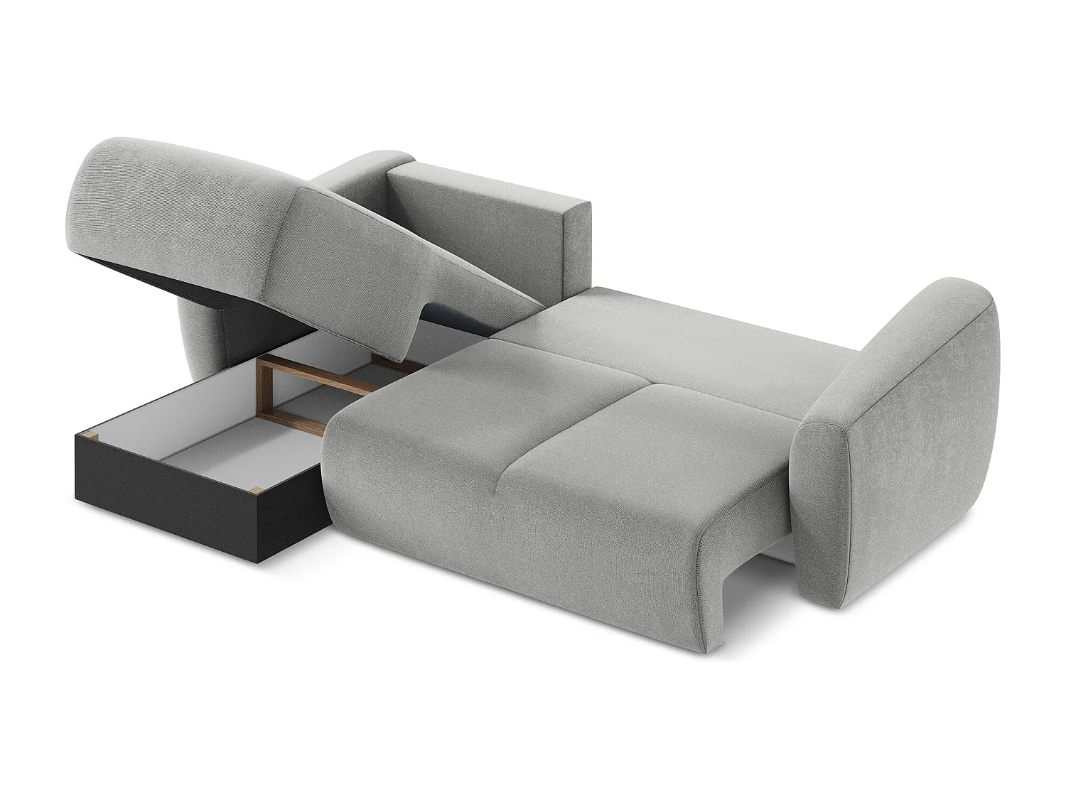 Canapé d’angle 3 places gauche convertible en tissu texturé - gris clair - GUAVA