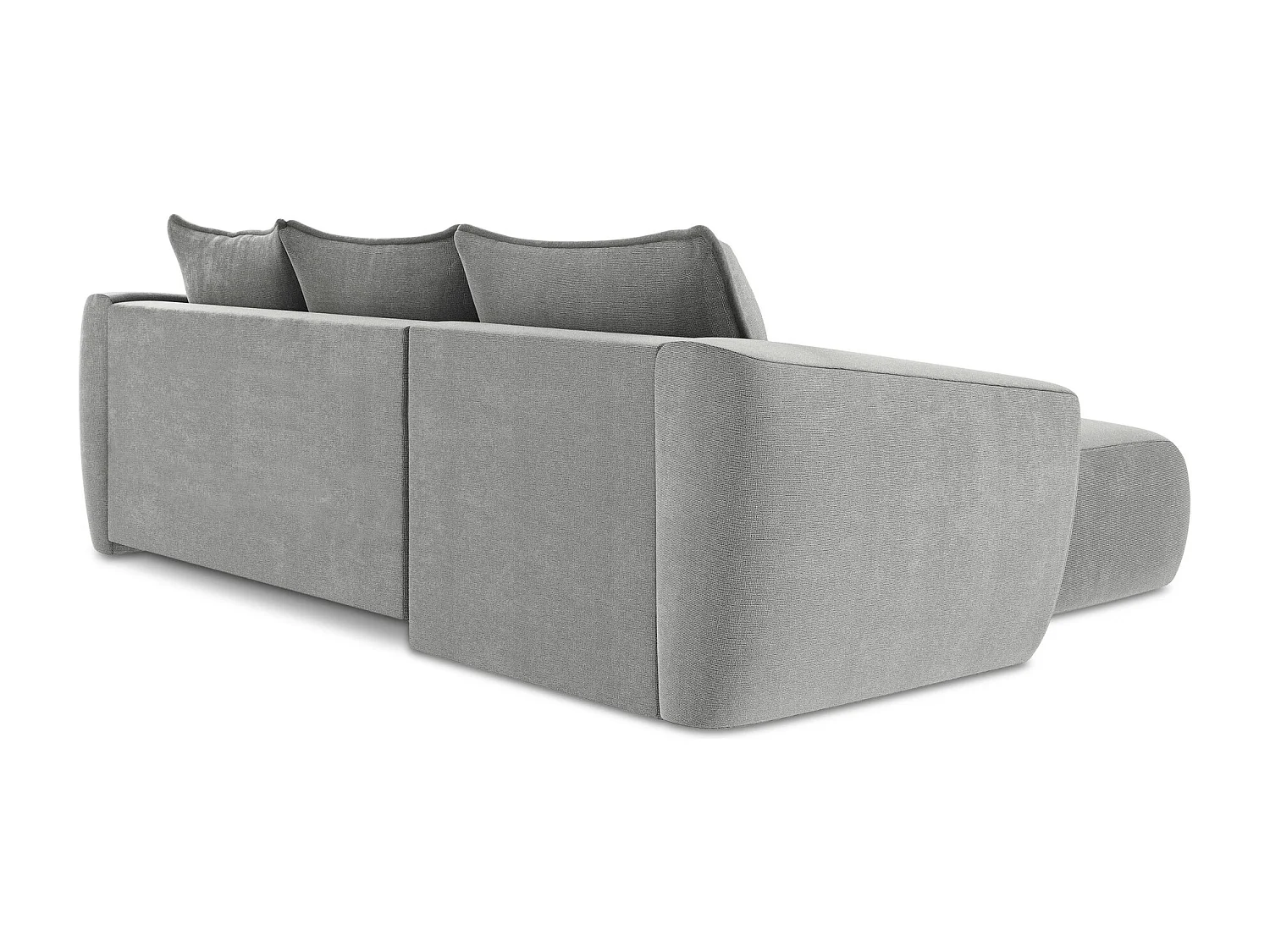 Canapé d’angle 3 places gauche convertible en tissu texturé - gris clair - GUAVA