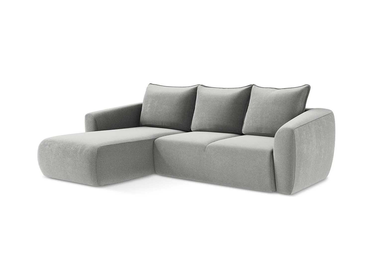 3-Sitzer Ecksofa mit Schlaffunktion - Ecke Links - Strukturstoff - Hellgrau - GUAVA
