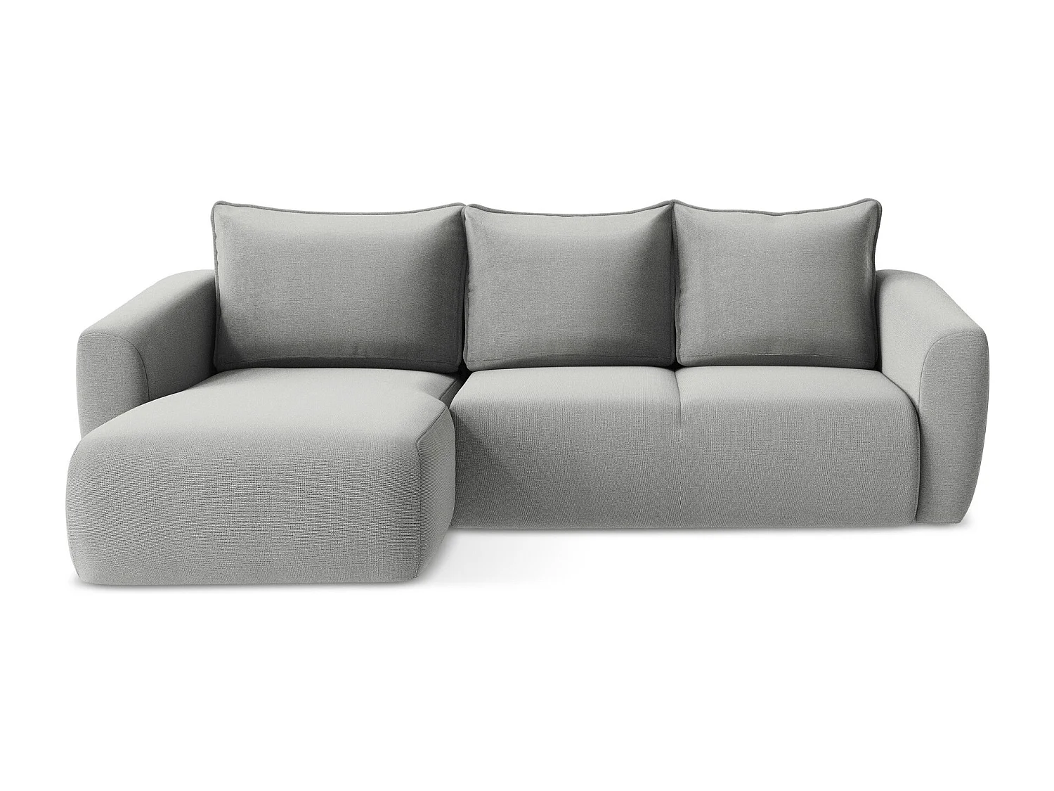 Canapé d’angle 3 places gauche convertible en tissu texturé - gris clair - GUAVA