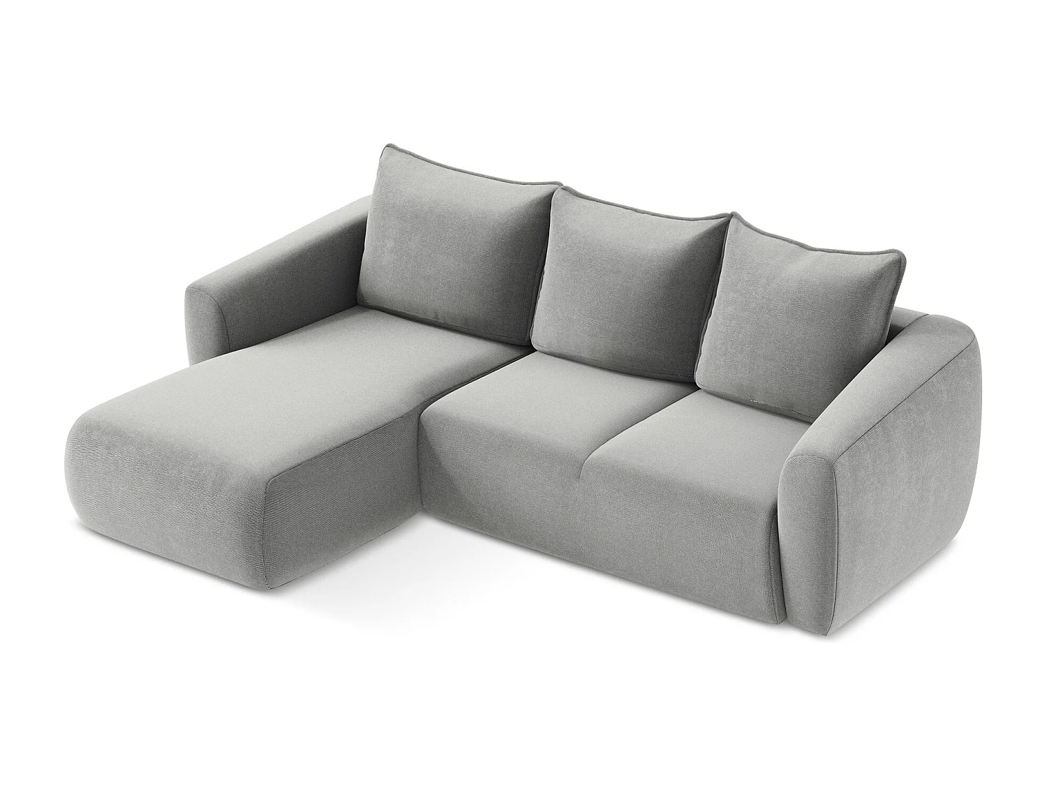 Canapé d’angle 3 places gauche convertible en tissu texturé - gris clair - GUAVA