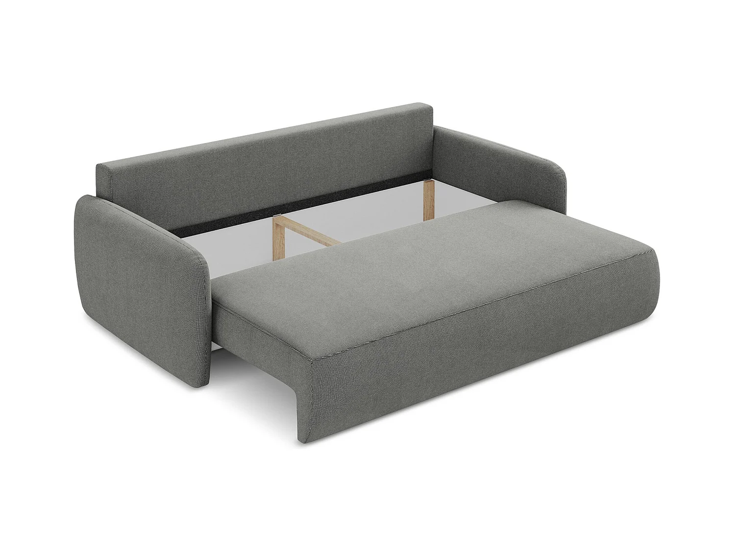 Canapé 3 places convertible en tissu texturé - gris - LILO