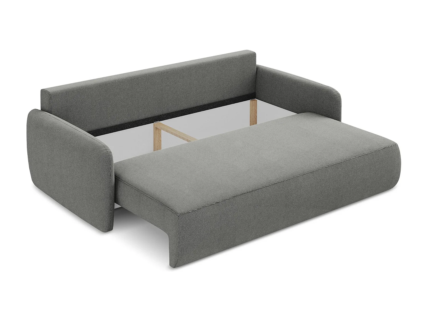 Canapé 3 places convertible en tissu texturé - gris - LILO