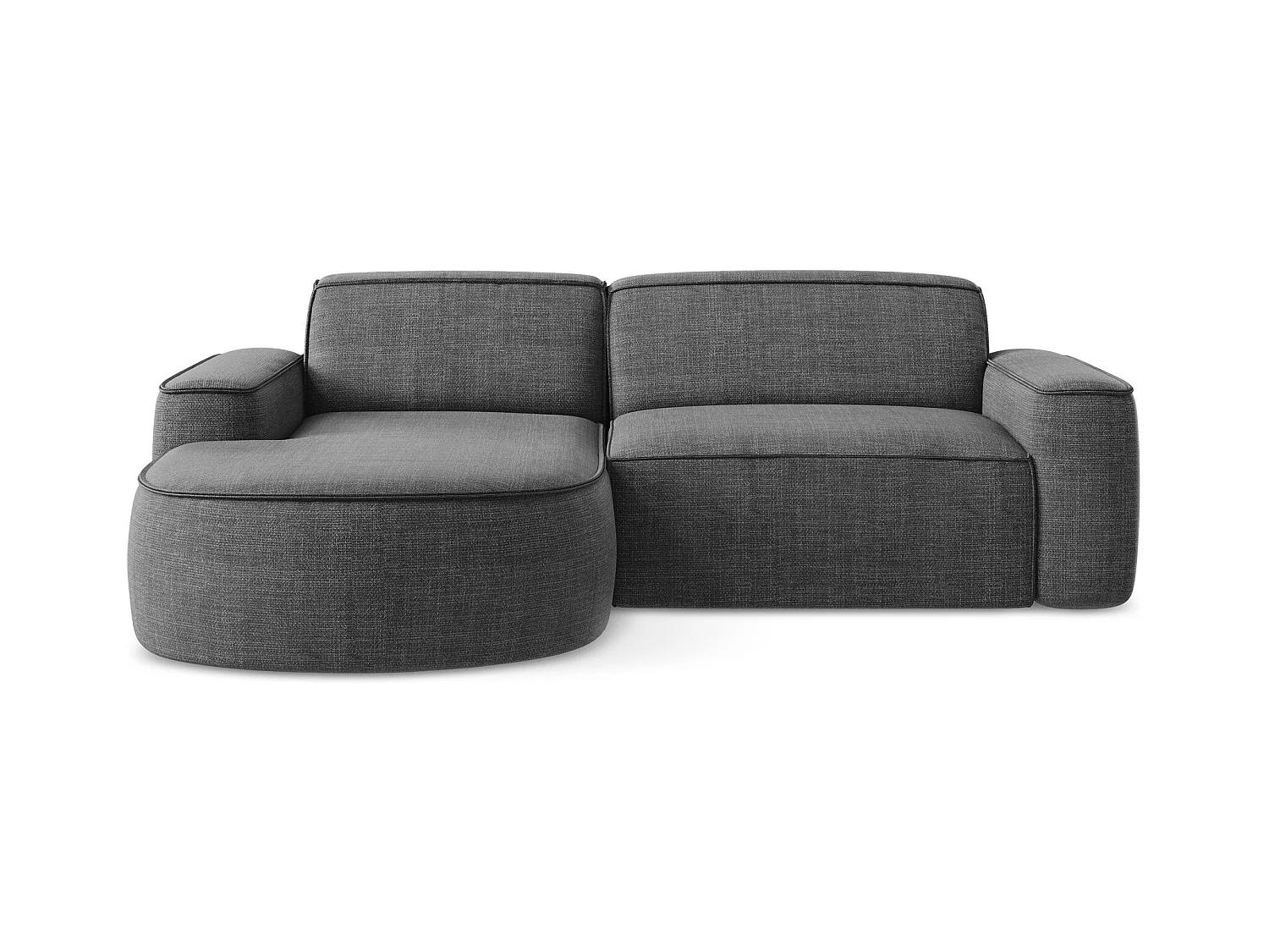 Canapé d'angle 2,5 places modulaire gauche en tissu texturé - gris foncé - OMAO