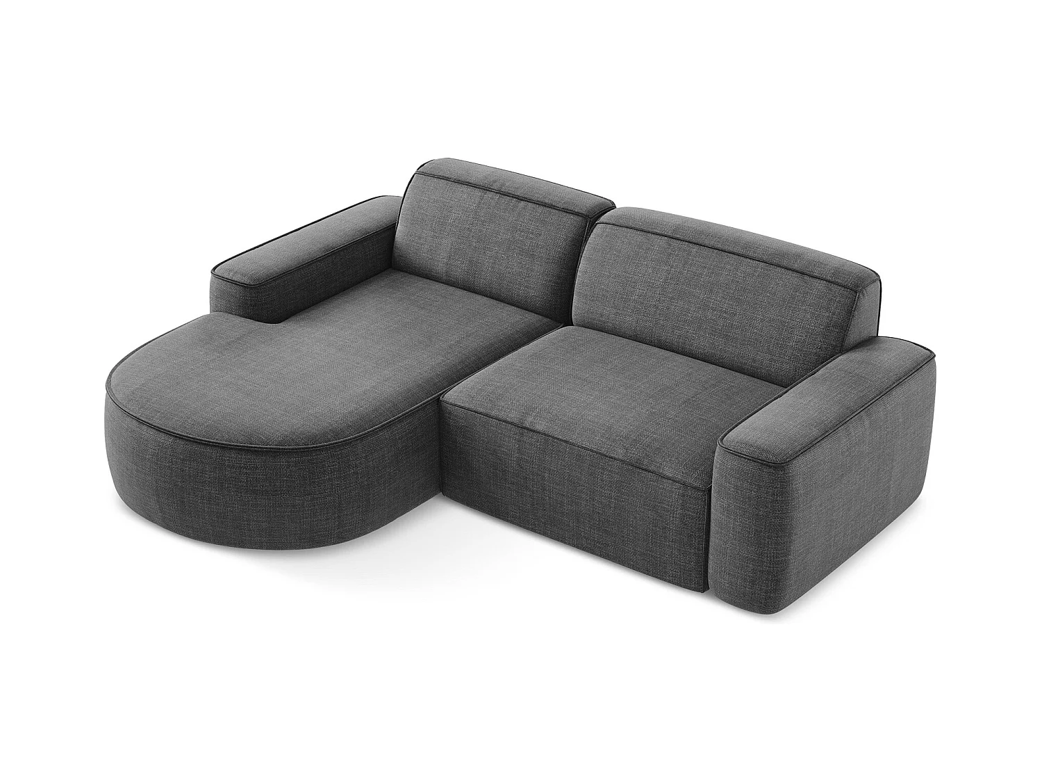 Canapé d'angle 2,5 places modulaire gauche en tissu texturé - gris foncé - OMAO