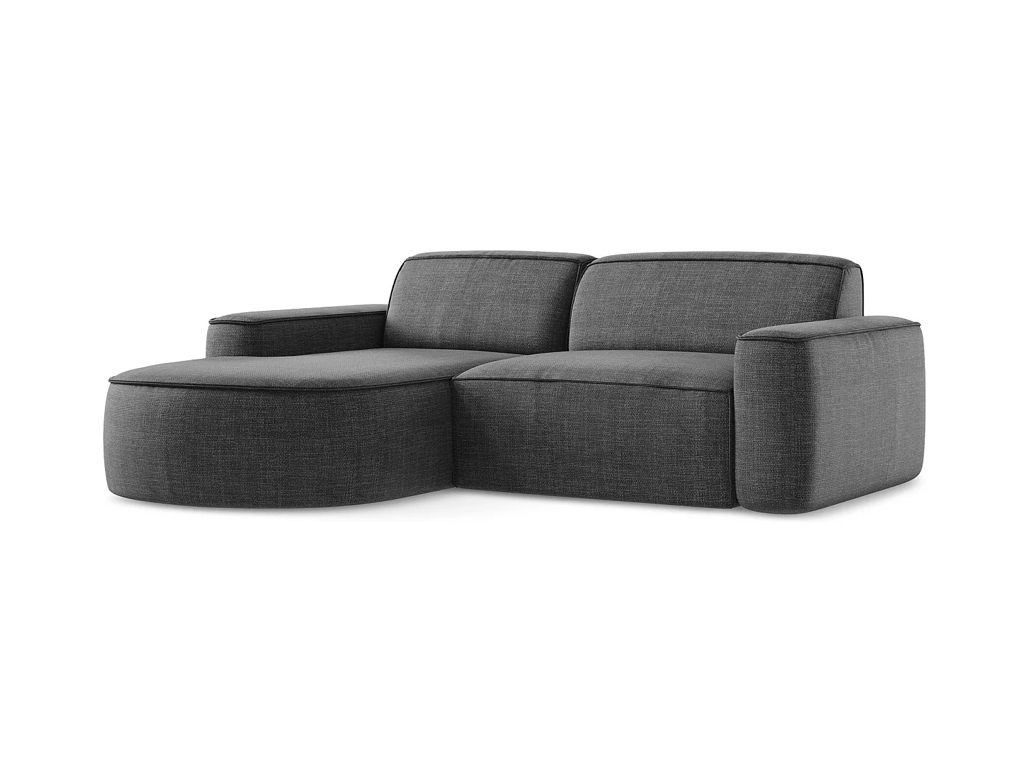 Canapé d'angle 2,5 places modulaire gauche en tissu texturé - gris foncé - OMAO