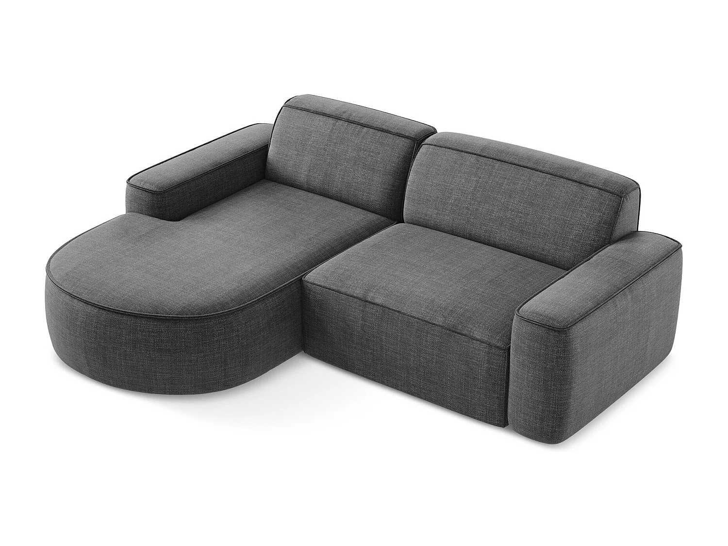 Canapé d'angle 2,5 places modulaire gauche en tissu texturé - gris foncé - OMAO