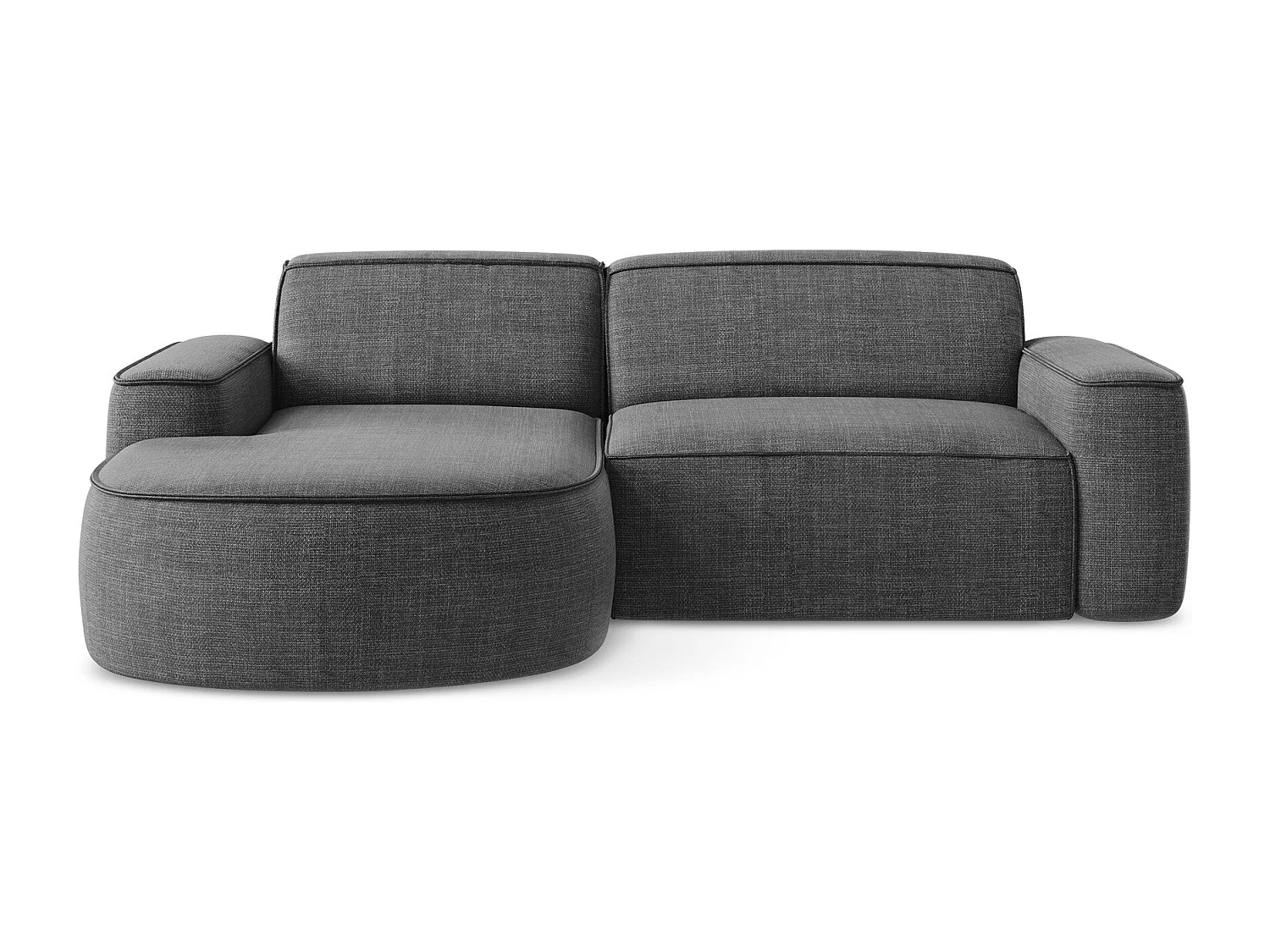 Modulaire hoekbank links van donkergrijs textuurstof - OMAO