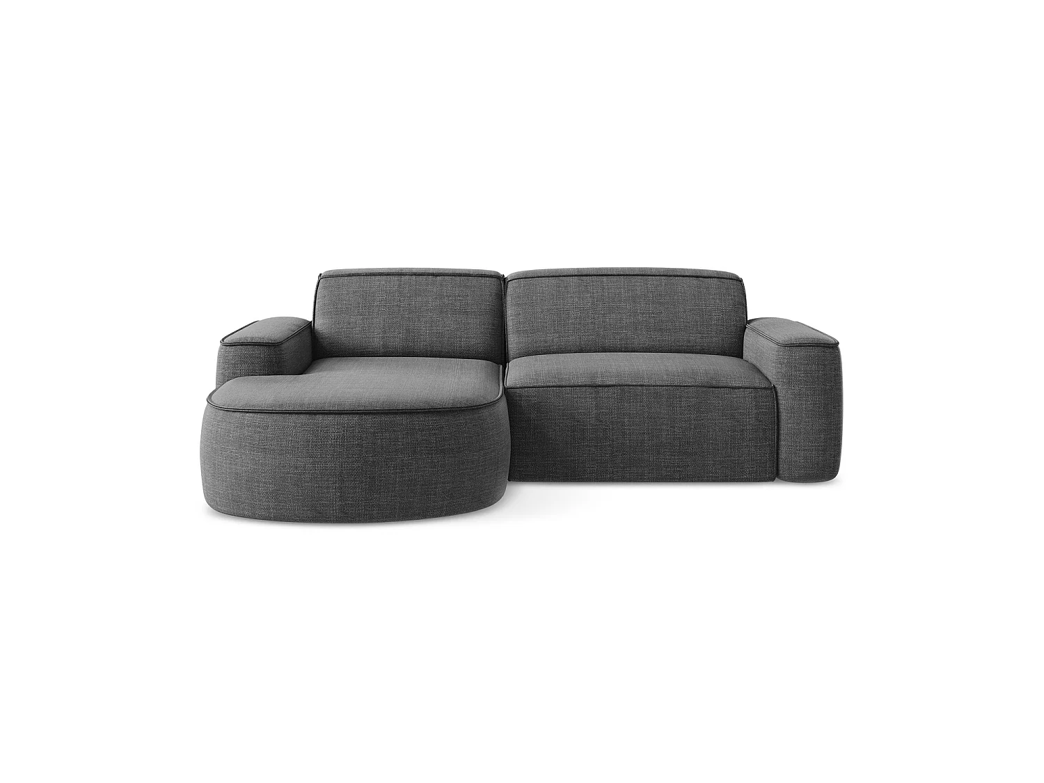 Modulaire hoekbank links van donkergrijs textuurstof - MELISSA