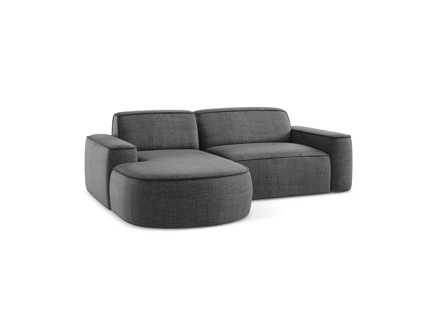 Modulaire hoekbank links van donkergrijs textuurstof - MELISSA