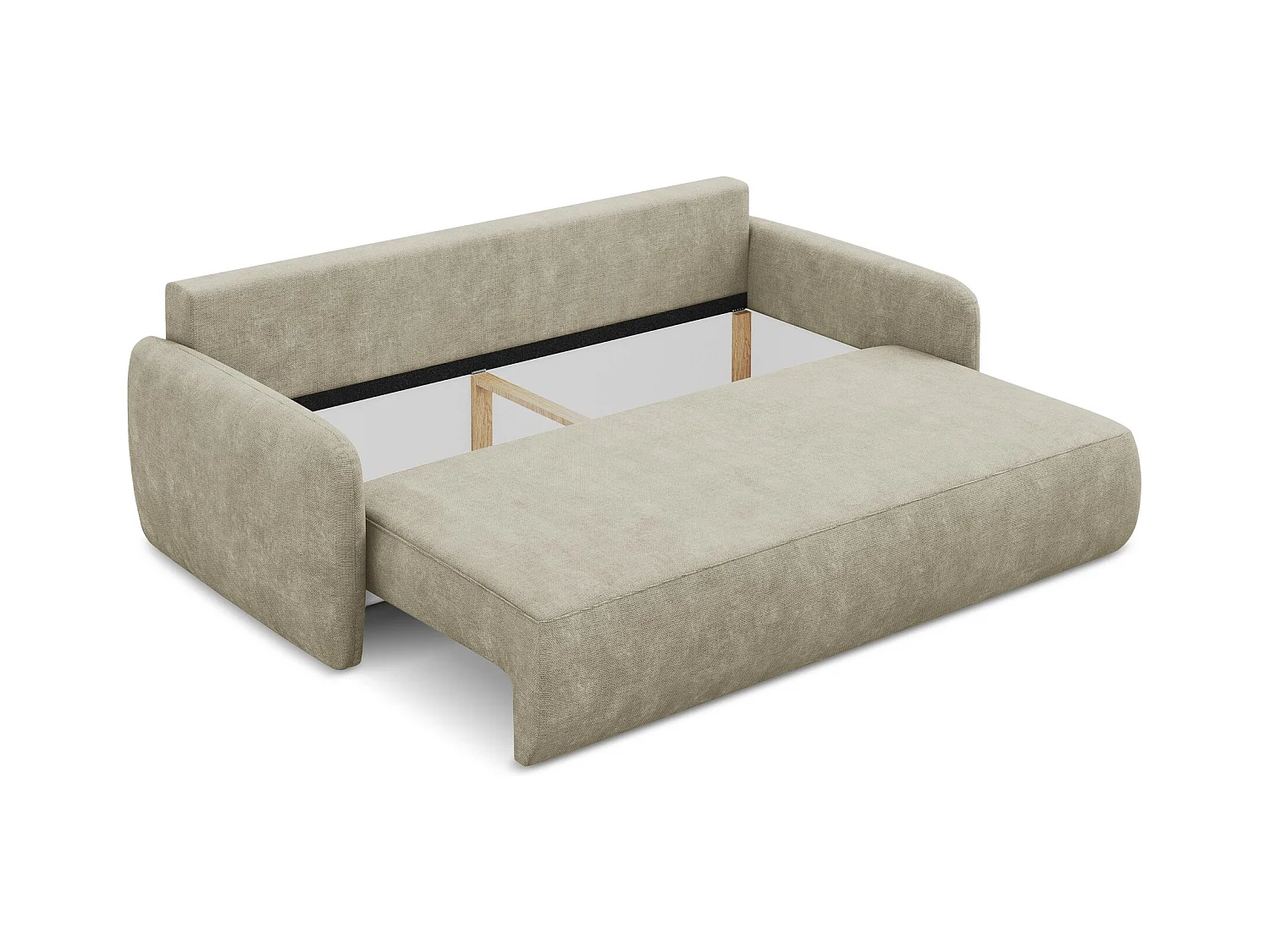 Canapé 3 places convertible en tissu chenille - beige - LILO