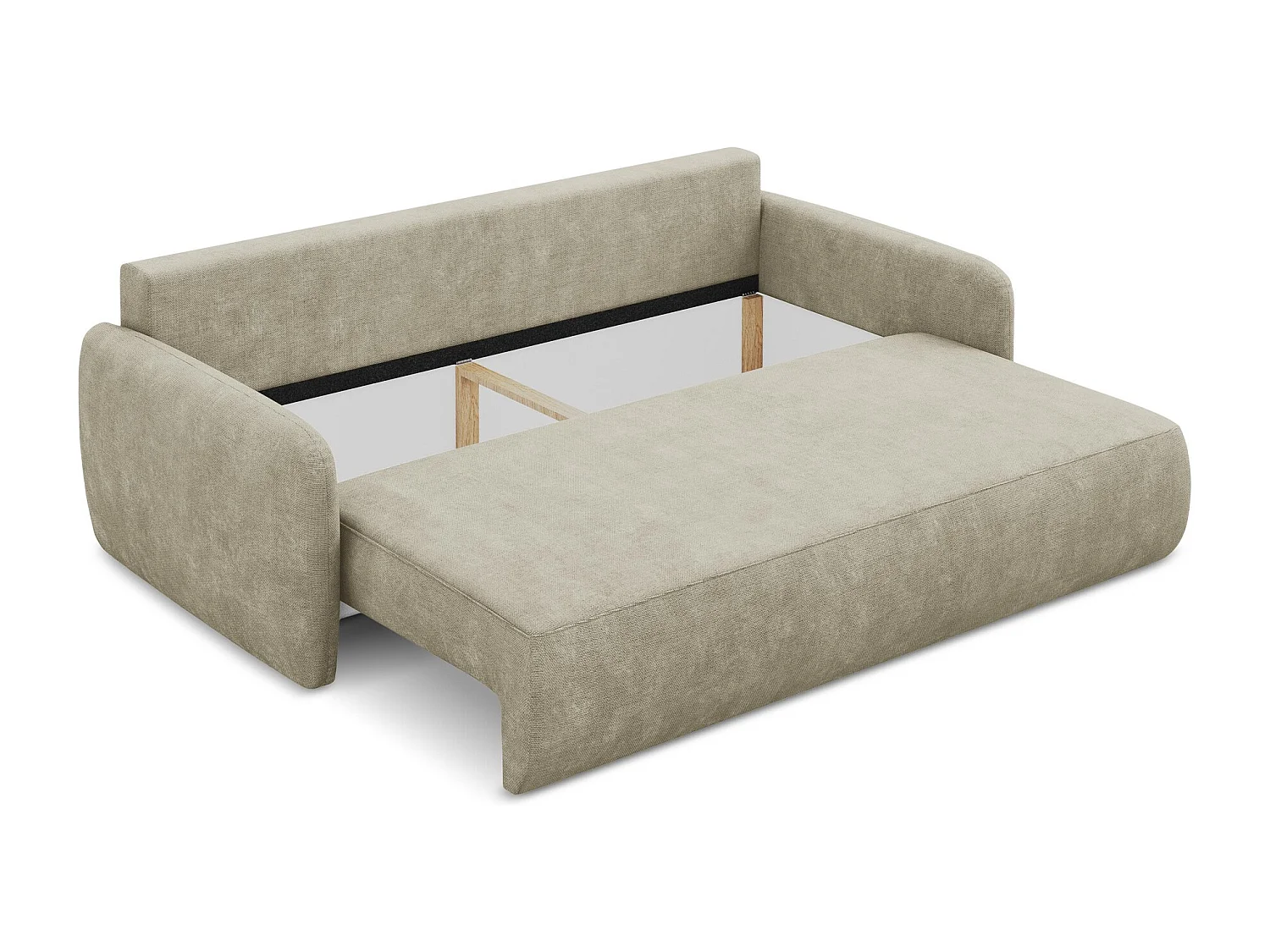 Canapé 3 places convertible en tissu chenille - beige - LILO