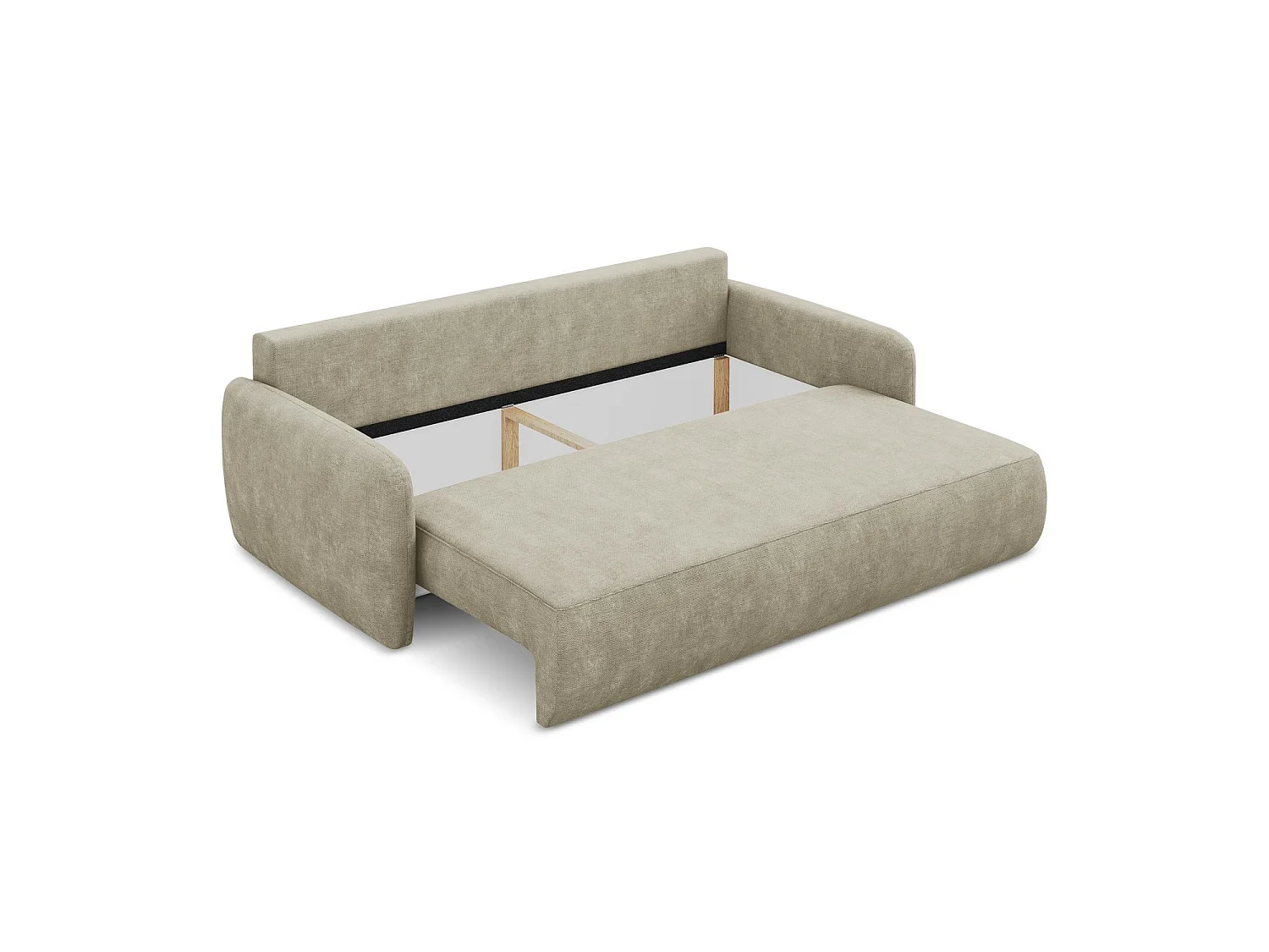 Canapé 3 places convertible en tissu chenille - beige - CORLE
