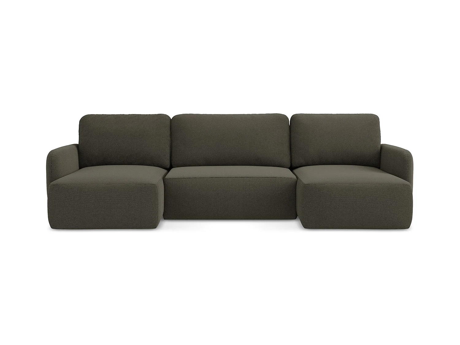 Canapé panoramique 4 places convertible en tissu texturé - taupe - LILO