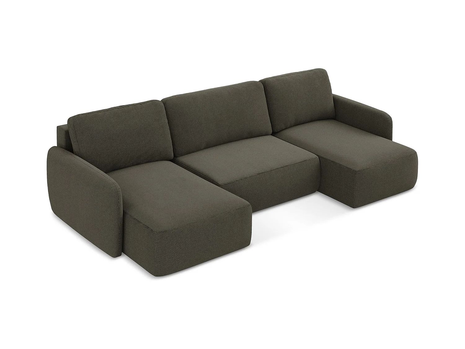 Canapé panoramique 4 places convertible en tissu texturé - taupe - LILO