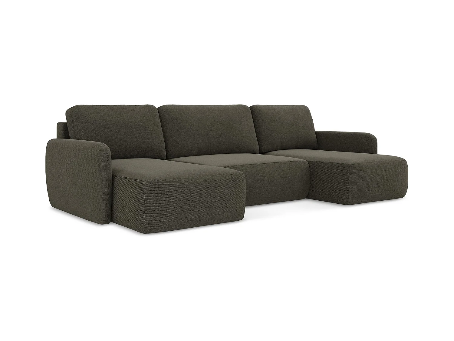 Wohnlandschaft mit Schlaffunktion - Strukturstoff - Taupe - LILO