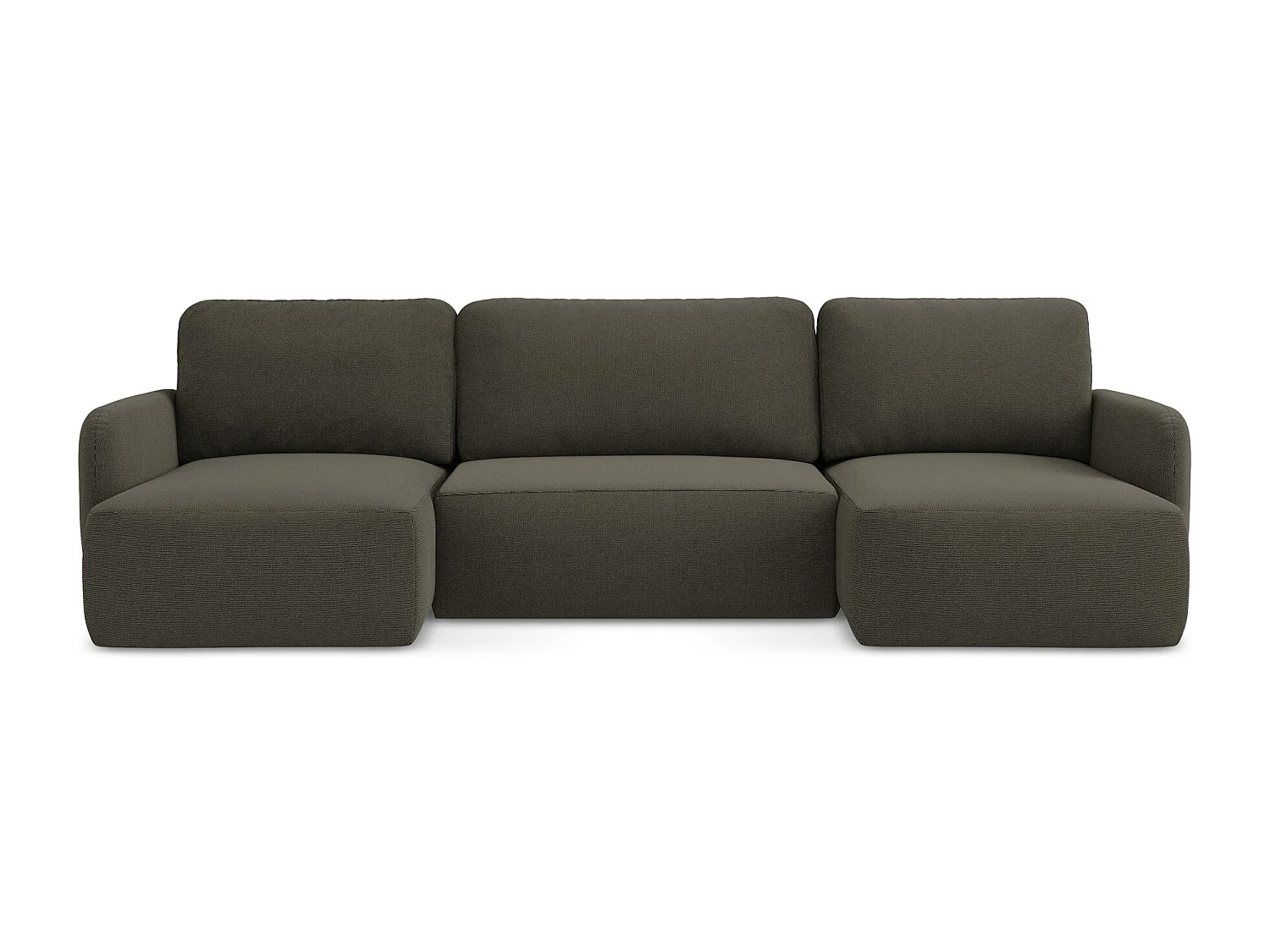 Canapé panoramique 4 places convertible en tissu texturé - taupe - LILO