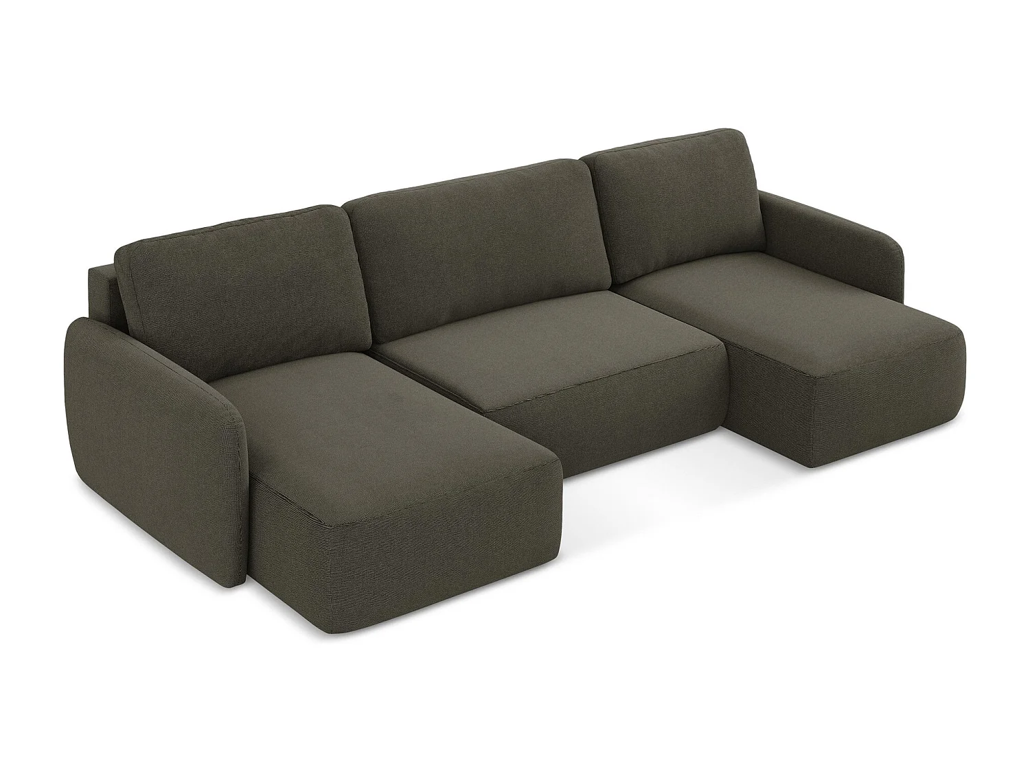 Canapé panoramique 4 places convertible en tissu texturé - taupe - LILO