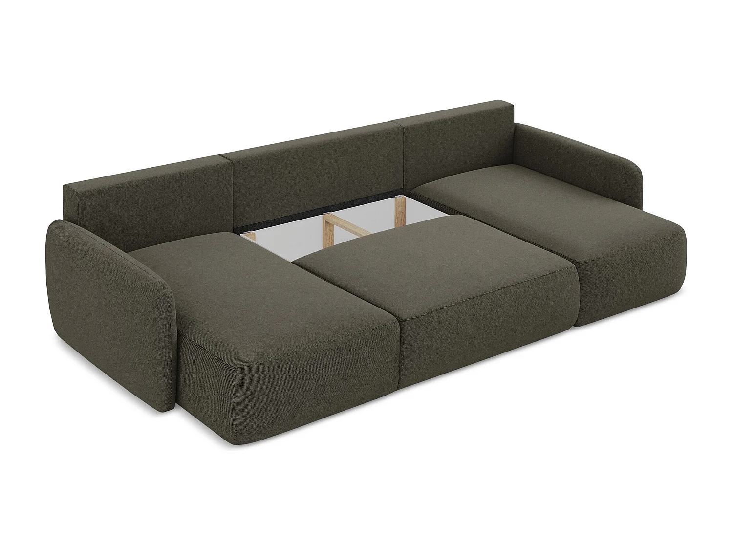 Canapé panoramique 4 places convertible en tissu texturé - taupe - LILO