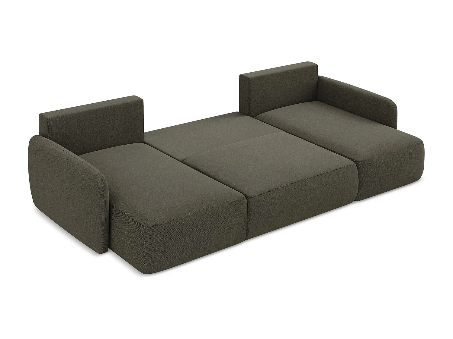 Canapé panoramique 4 places convertible en tissu texturé - taupe - LILO