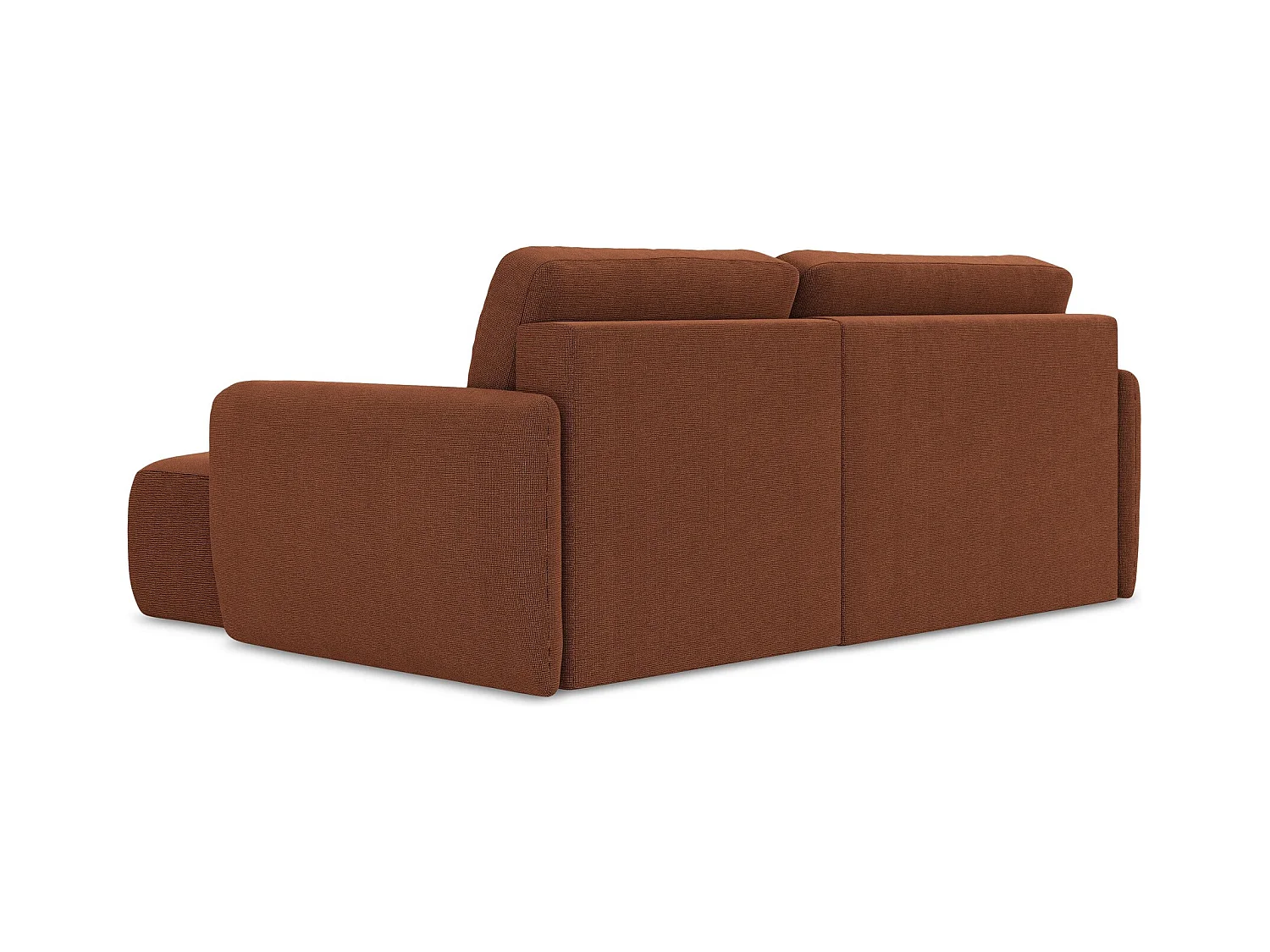 Canapé d'angle droit convertible en tissu texturé - terre cuite - LILO