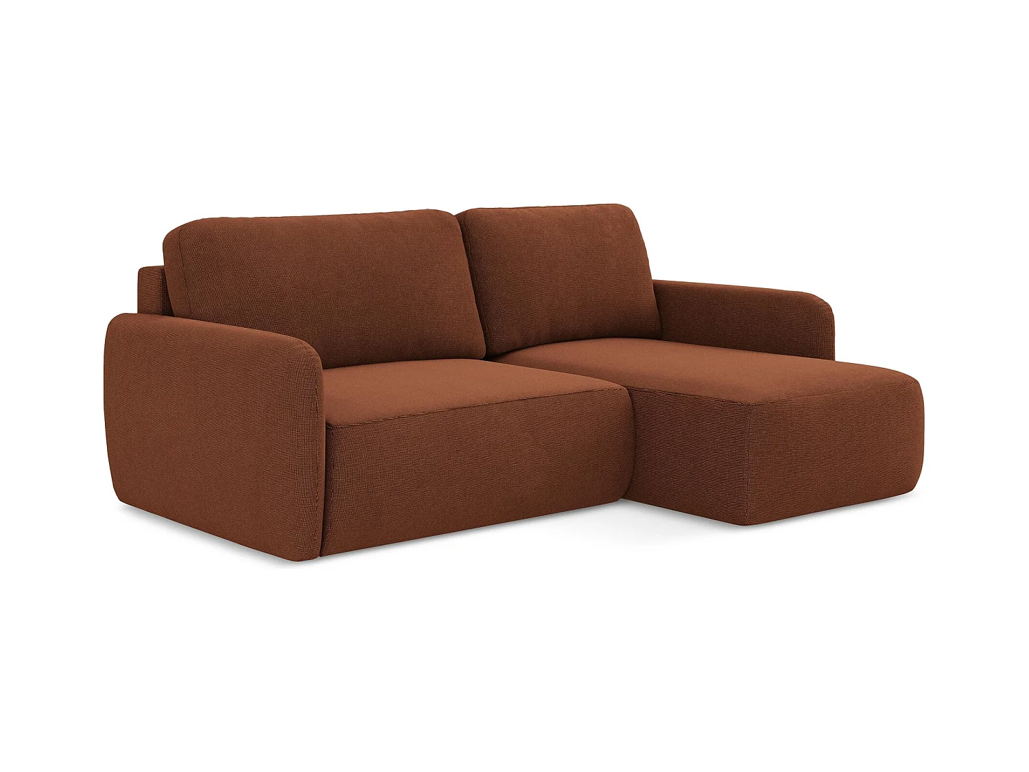 Ecksofa mit Schlaffunktion - Ecke Rechts - Strukturstoff - Terrakotta - LILO