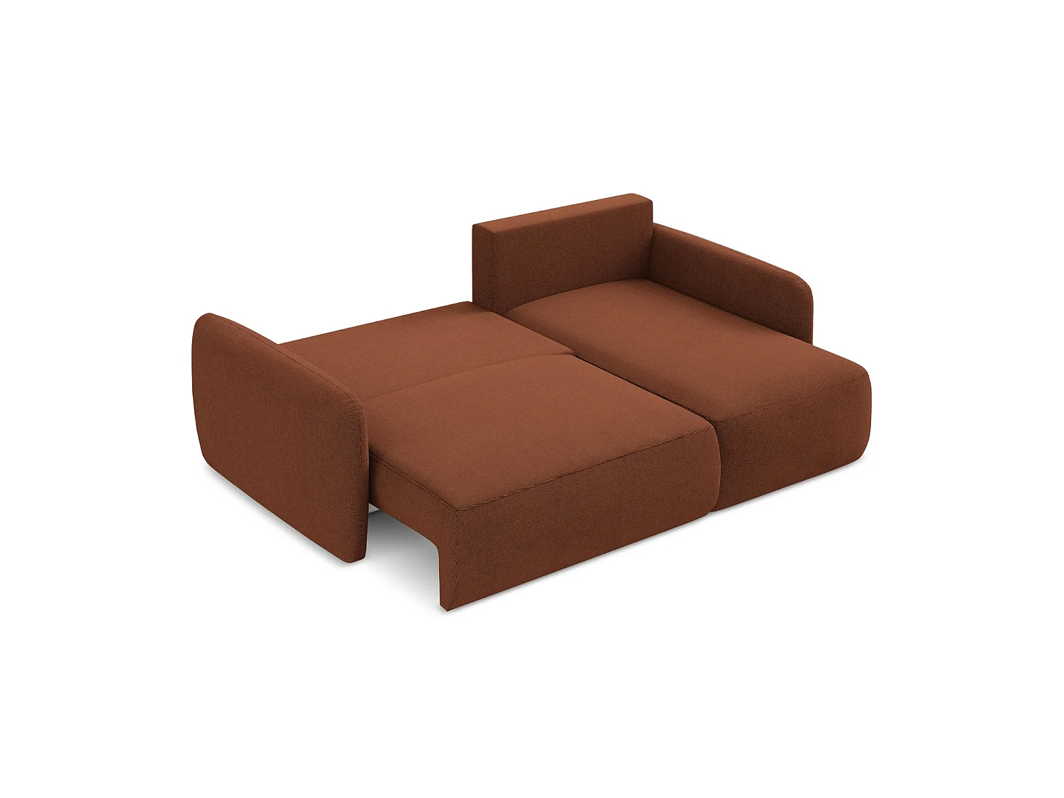 Canapé d'angle droit convertible en tissu texturé - terre cuite - CORLE
