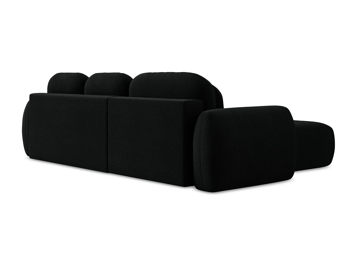 Canapé d’angle 3 places gauche convertible en tissu bouclette - noir - PELE