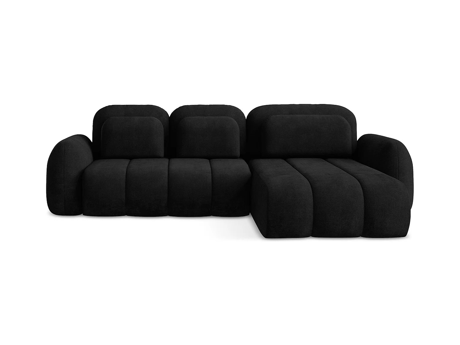 Canapé d'angle droit convertible en tissu chenille - noir - PELE