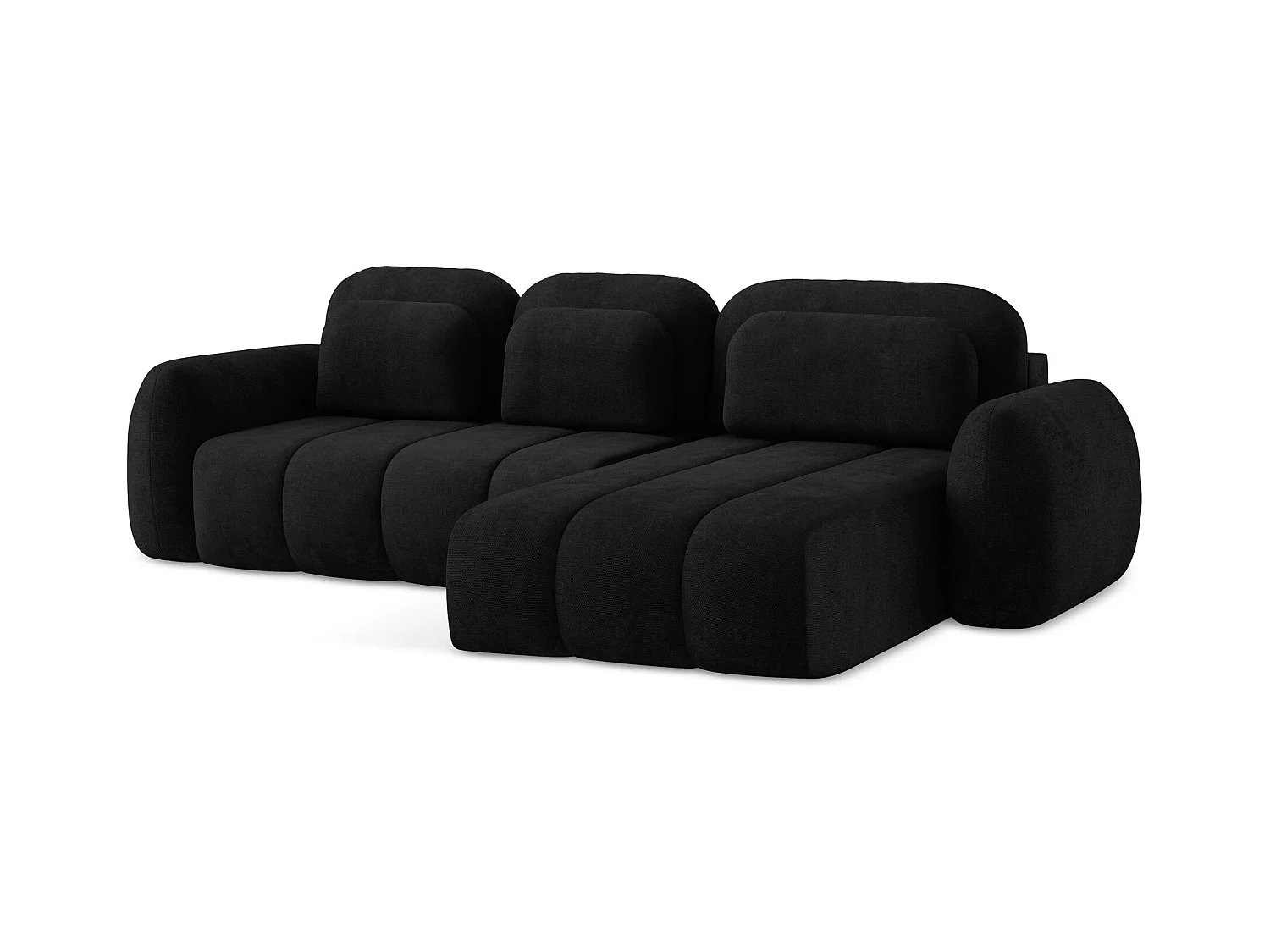 Canapé d'angle droit convertible en tissu chenille - noir - PELE
