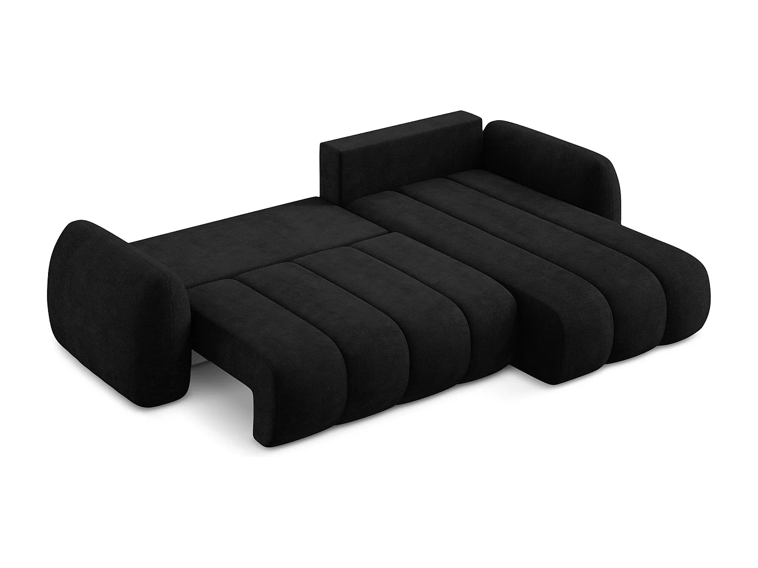 Canapé d'angle droit convertible en tissu chenille - noir - PELE