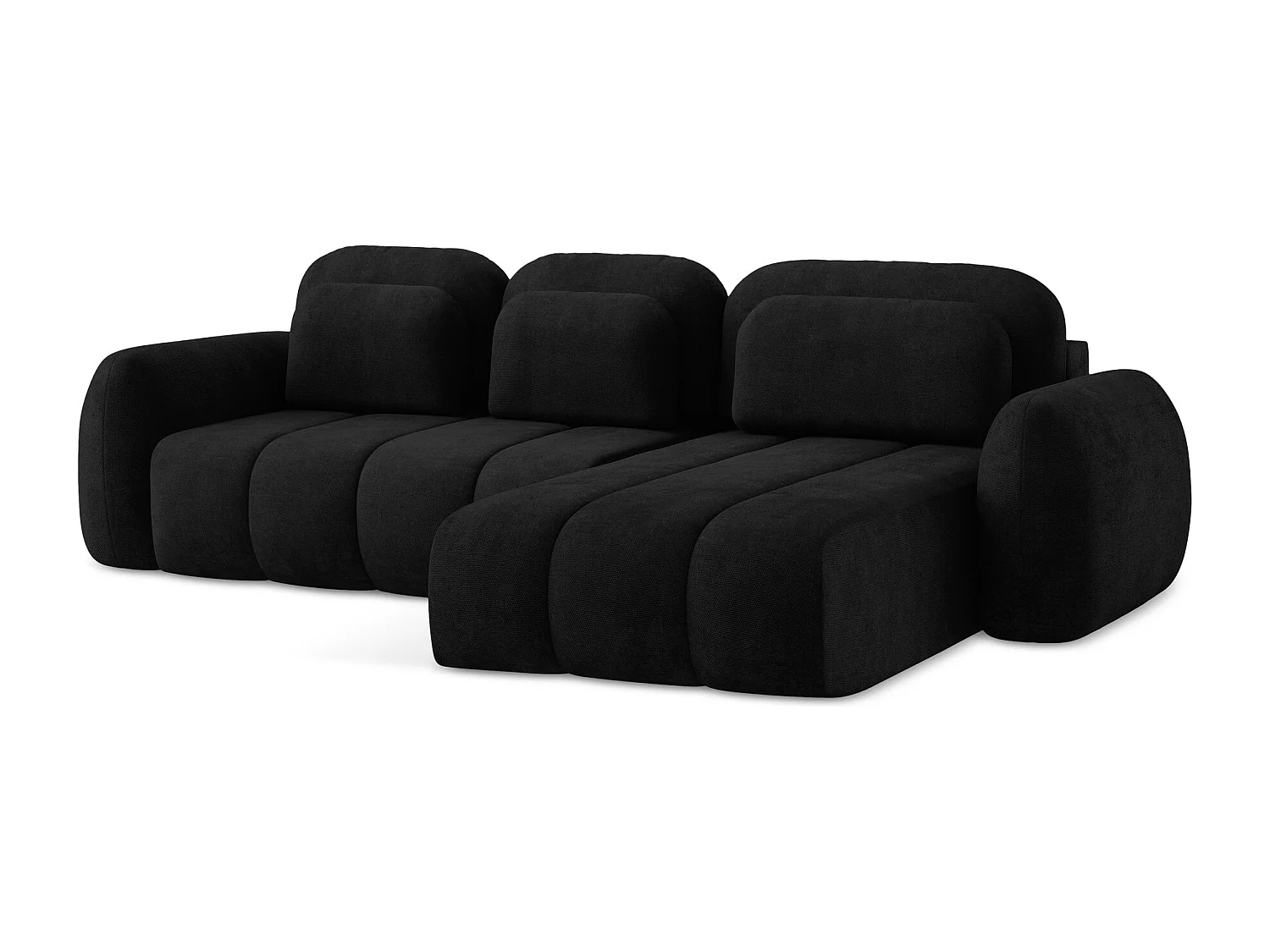 Canapé d'angle droit convertible en tissu chenille - noir - PELE