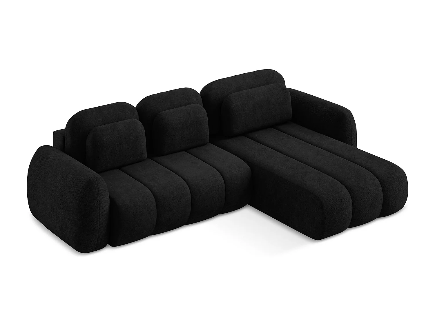 Canapé d'angle droit convertible en tissu chenille - noir - PELE