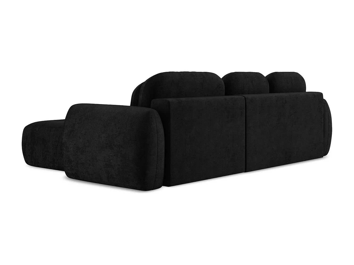 Canapé d'angle droit convertible en tissu chenille - noir - PELE
