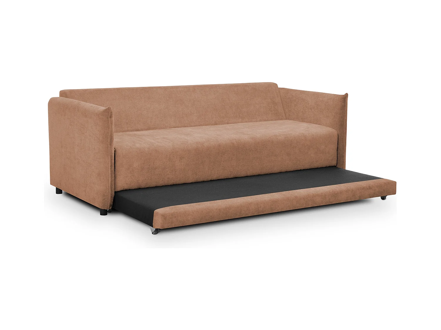 Canapé 3 places convertible en tissu chenille - pêche - PIKO