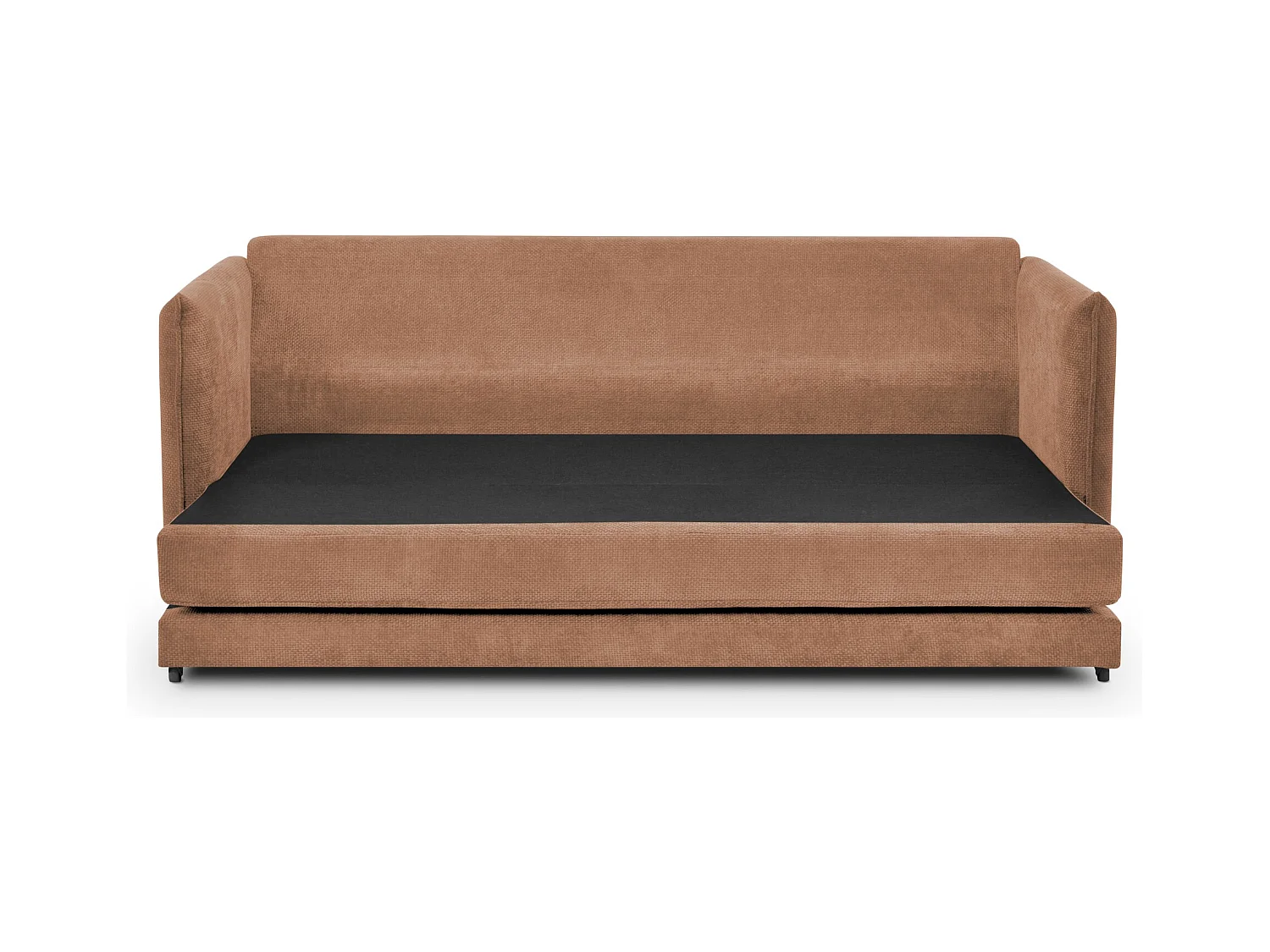 Canapé 3 places convertible en tissu chenille - pêche - PIKO