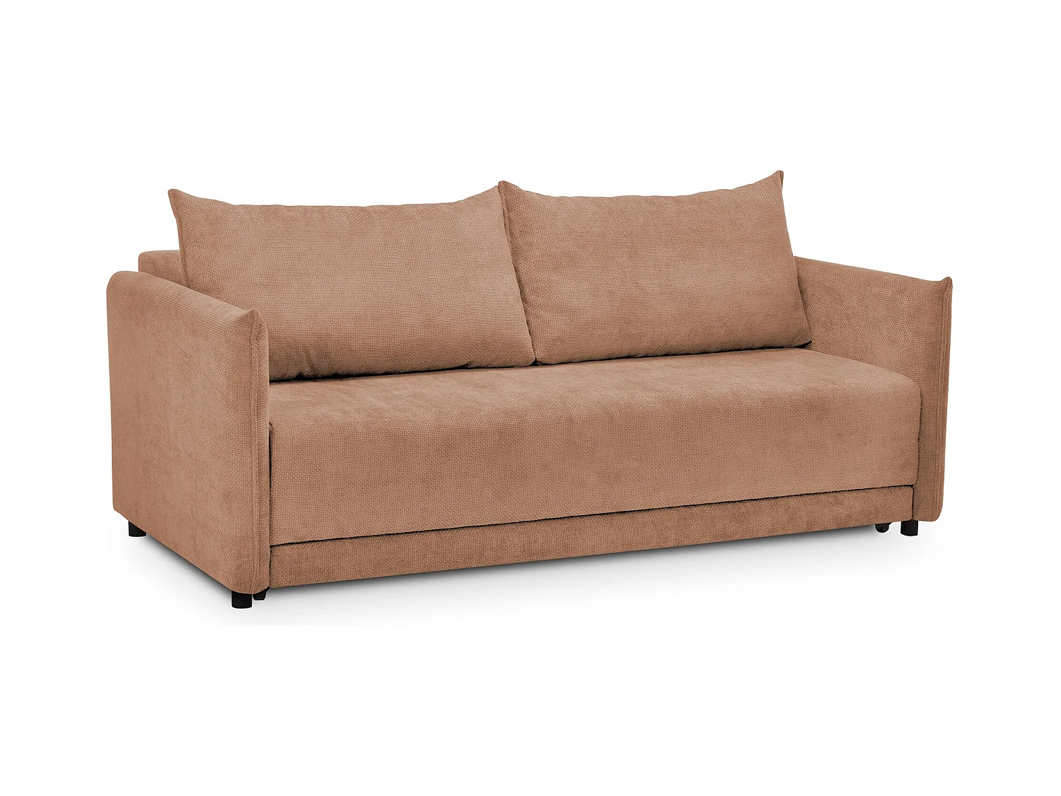 Canapé 3 places convertible en tissu chenille - pêche - PIKO